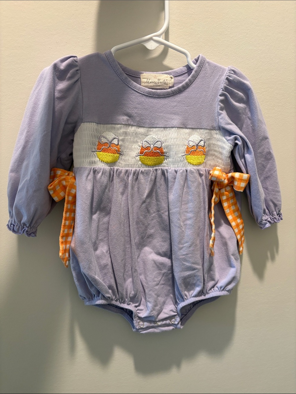 Girls Halloween/Fall One-Piece Bubble with Orange Gingham Bows